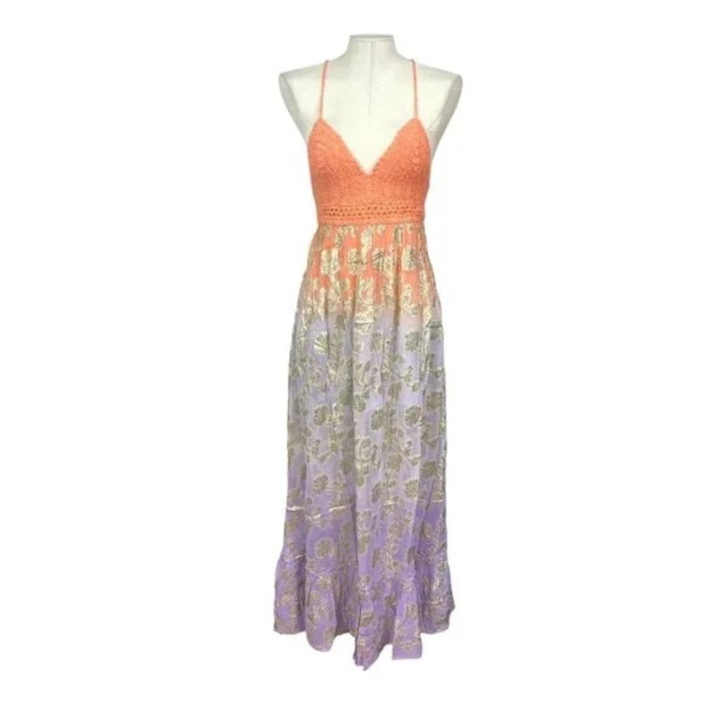 Miss June Paris Marley Dress Ombre Peach Lilac Purple Gold Free Size OS